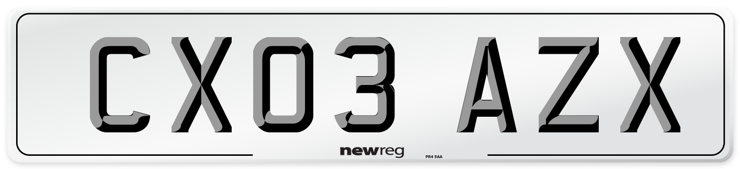 CX03 AZX Number Plate from New Reg